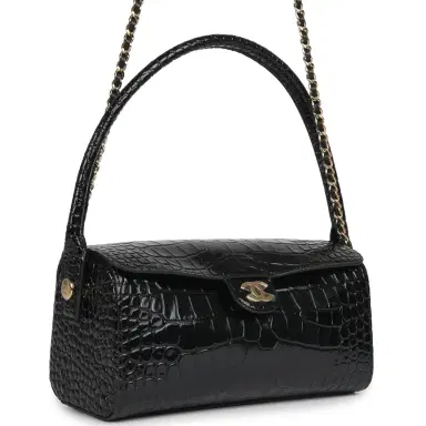 Chanel Chanel Barrel Clutch Bag with Chain Black Croc Embossed Calfskin Gold Hardware | Thumbnail 2 Chanel Chanel Barrel Clutch Bag with Chain Black Croc Embossed Calfskin Gold Hardware | Thumbnail 2