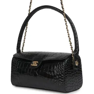 Chanel Chanel Barrel Clutch Bag with Chain Black Croc Embossed Calfskin Gold Hardware | Thumbnail 5 Chanel Chanel Barrel Clutch Bag with Chain Black Croc Embossed Calfskin Gold Hardware | Thumbnail 5