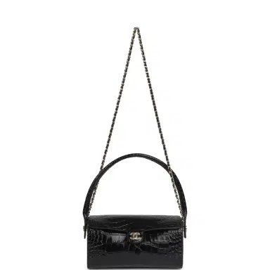 Chanel Chanel Barrel Clutch Bag with Chain Black Croc Embossed Calfskin Gold Hardware | Thumbnail 7 Chanel Chanel Barrel Clutch Bag with Chain Black Croc Embossed Calfskin Gold Hardware | Thumbnail 7
