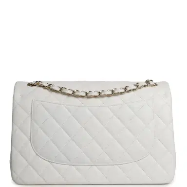 Chanel Chanel Jumbo Classic Double Flap White Caviar Light Gold Hardware | Thumbnail 4 Chanel Chanel Jumbo Classic Double Flap White Caviar Light Gold Hardware | Thumbnail 4