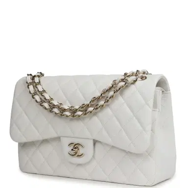 Chanel Chanel Jumbo Classic Double Flap White Caviar Light Gold Hardware | Thumbnail 5 Chanel Chanel Jumbo Classic Double Flap White Caviar Light Gold Hardware | Thumbnail 5