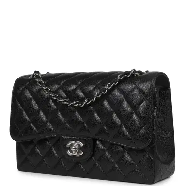 Chanel Chanel Jumbo Classic Single Flap Bag Black Caviar Silver Hardware | Thumbnail 5 Chanel Chanel Jumbo Classic Single Flap Bag Black Caviar Silver Hardware | Thumbnail 5