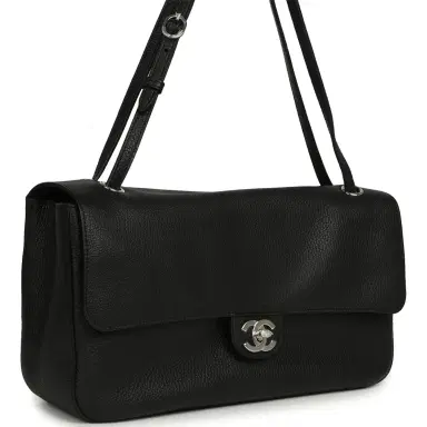 Chanel Chanel Maxi "Souplissimo" Small Flap Bag Black Grained Calfskin Silver Hardware | Thumbnail 2 Chanel Chanel Maxi "Souplissimo" Small Flap Bag Black Grained Calfskin Silver Hardware | Thumbnail 2