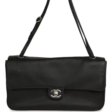 Chanel Chanel Maxi "Souplissimo" Small Flap Bag Black Grained Calfskin Silver Hardware | Thumbnail 1 Chanel Chanel Maxi "Souplissimo" Small Flap Bag Black Grained Calfskin Silver Hardware | Thumbnail 1
