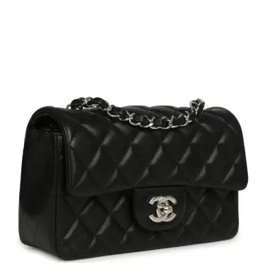 Chanel Chanel Mini Classic Rectangular Flap Bag Black Lambskin Silver Hardware | Thumbnail 2 Chanel Chanel Mini Classic Rectangular Flap Bag Black Lambskin Silver Hardware | Thumbnail 2