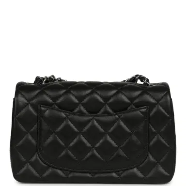 Chanel Chanel Mini Classic Rectangular Flap Bag Black Lambskin Silver Hardware | Thumbnail 4 Chanel Chanel Mini Classic Rectangular Flap Bag Black Lambskin Silver Hardware | Thumbnail 4