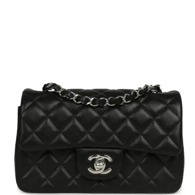 Chanel Chanel Mini Classic Rectangular Flap Bag Black Lambskin Silver Hardware | Thumbnail 1 Chanel Chanel Mini Classic Rectangular Flap Bag Black Lambskin Silver Hardware | Thumbnail 1