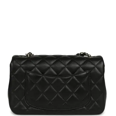 Chanel Chanel Mini Classic Rectangular Flap Bag Black Lambskin Silver Hardware | Thumbnail 4 Chanel Chanel Mini Classic Rectangular Flap Bag Black Lambskin Silver Hardware | Thumbnail 4