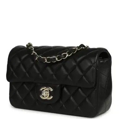 Chanel Chanel Mini Classic Rectangular Flap Bag Black Lambskin Silver Hardware | Thumbnail 5 Chanel Chanel Mini Classic Rectangular Flap Bag Black Lambskin Silver Hardware | Thumbnail 5