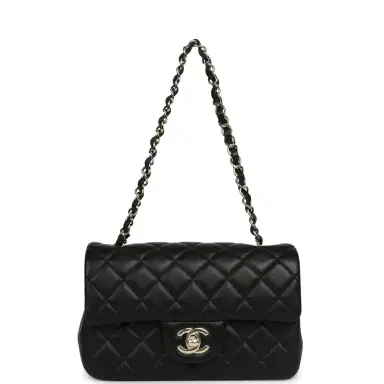 Chanel Chanel Mini Classic Rectangular Flap Bag Black Lambskin Silver Hardware | Thumbnail 7 Chanel Chanel Mini Classic Rectangular Flap Bag Black Lambskin Silver Hardware | Thumbnail 7