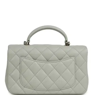 Chanel Chanel Mini Classic Rectangular Top Handle Flap Bag Pale Green Lambskin Silver Hardware | Thumbnail 3 Chanel Chanel Mini Classic Rectangular Top Handle Flap Bag Pale Green Lambskin Silver Hardware | Thumbnail 3