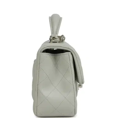 Chanel Chanel Mini Classic Rectangular Top Handle Flap Bag Pale Green Lambskin Silver Hardware | Thumbnail 4 Chanel Chanel Mini Classic Rectangular Top Handle Flap Bag Pale Green Lambskin Silver Hardware | Thumbnail 4