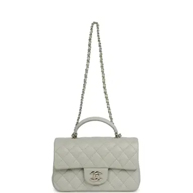 Chanel Chanel Mini Classic Rectangular Top Handle Flap Bag Pale Green Lambskin Silver Hardware | Thumbnail 7 Chanel Chanel Mini Classic Rectangular Top Handle Flap Bag Pale Green Lambskin Silver Hardware | Thumbnail 7