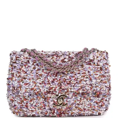 Chanel Chanel Mini Rectangular Flap Bag Light Purple, Pink, White, Multi Sequin Light Gold Hardware | Thumbnail 1 Chanel Chanel Mini Rectangular Flap Bag Light Purple, Pink, White, Multi Sequin Light Gold Hardware | Thumbnail 1