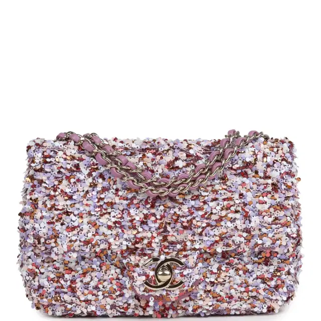Chanel Mini Rectangular Flap Bag Light Purple, Pink, White, Multi Sequin Light Gold Hardware Chanel Mini Rectangular Flap Bag Light Purple, Pink, White, Multi Sequin Light Gold Hardware
