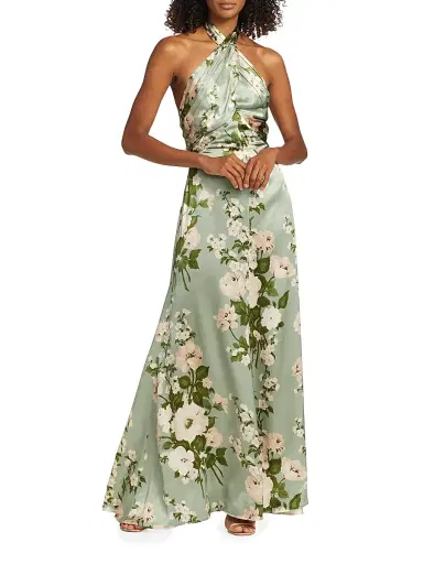 Reformation Women's Veria Floral Silk Maxi Dress - Tarragon | Thumbnail 2 Reformation Women's Veria Floral Silk Maxi Dress - Tarragon | Thumbnail 2