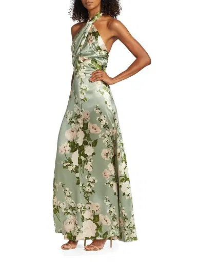 Reformation Women's Veria Floral Silk Maxi Dress - Tarragon | Thumbnail 3 Reformation Women's Veria Floral Silk Maxi Dress - Tarragon | Thumbnail 3