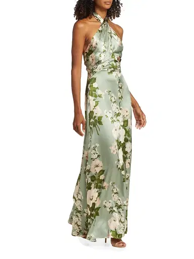 Reformation Women's Veria Floral Silk Maxi Dress - Tarragon | Thumbnail 4 Reformation Women's Veria Floral Silk Maxi Dress - Tarragon | Thumbnail 4