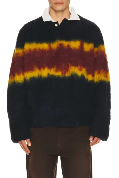 Sacai Chusen-Dyed Knit Polo Shirt | Thumbnail 1 Sacai Chusen-Dyed Knit Polo Shirt | Thumbnail 1
