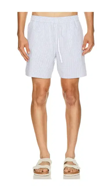Lacoste Mid Length Striped Textured Swim Trunks | Thumbnail 1 Lacoste Mid Length Striped Textured Swim Trunks | Thumbnail 1