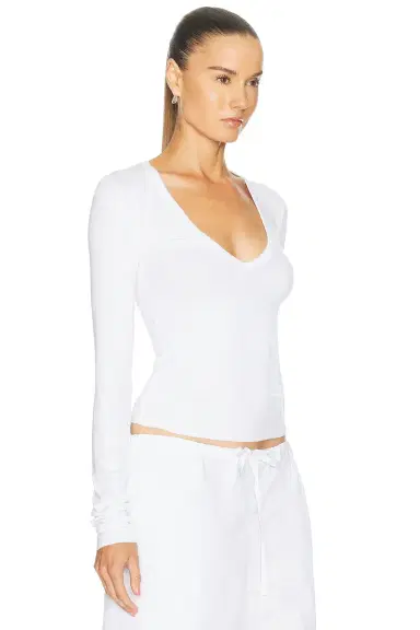 Eterne Long Sleeve Butter Rib V Neck Top | Thumbnail 2 Eterne Long Sleeve Butter Rib V Neck Top | Thumbnail 2