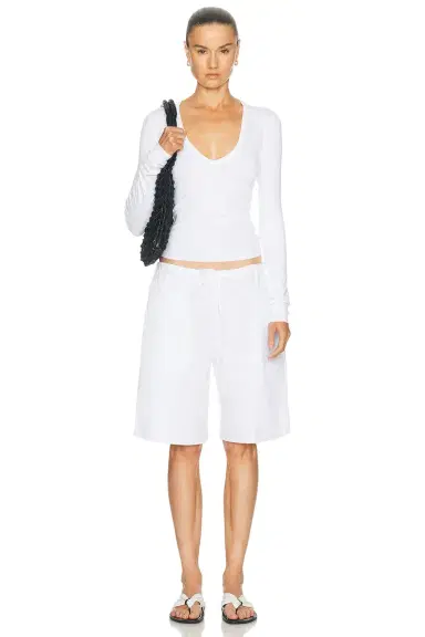 Eterne Long Sleeve Butter Rib V Neck Top | Thumbnail 4 Eterne Long Sleeve Butter Rib V Neck Top | Thumbnail 4