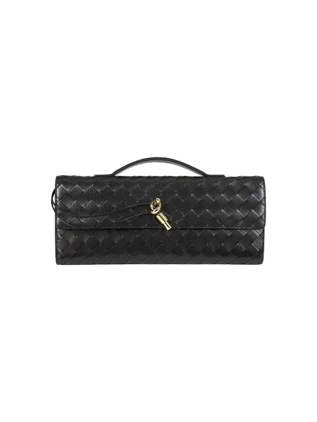 Women's Andiamo Intrecciato Leather Top-Handle Clutch - Black Women's Andiamo Intrecciato Leather Top-Handle Clutch - Black