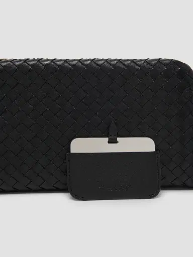Bottega Veneta Women's Serata Tassel Intrecciato Leather Frame Clutch - Black Brass Vibrato | Thumbnail 5 Bottega Veneta Women's Serata Tassel Intrecciato Leather Frame Clutch - Black Brass Vibrato | Thumbnail 5