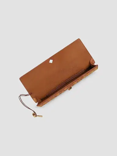 Bottega Veneta Women's Andiamo Intrecciato Suede Top-Handle Clutch - Amber Brass | Thumbnail 2 Bottega Veneta Women's Andiamo Intrecciato Suede Top-Handle Clutch - Amber Brass | Thumbnail 2