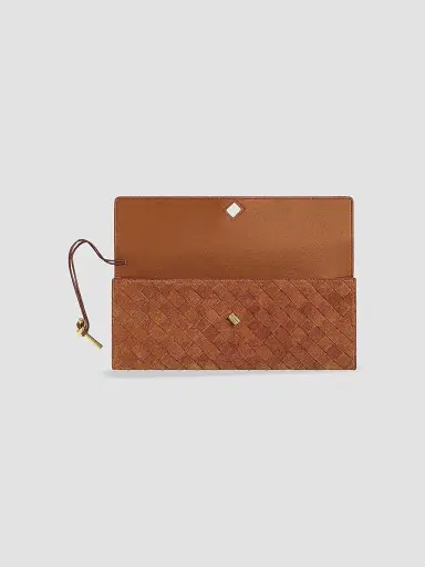 Bottega Veneta Women's Andiamo Intrecciato Suede Top-Handle Clutch - Amber Brass | Thumbnail 3 Bottega Veneta Women's Andiamo Intrecciato Suede Top-Handle Clutch - Amber Brass | Thumbnail 3