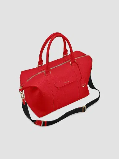 Maison de Sabre Men's Large Leather Weekender Bag - Pomegranate Red | Thumbnail 4 Maison de Sabre Men's Large Leather Weekender Bag - Pomegranate Red | Thumbnail 4
