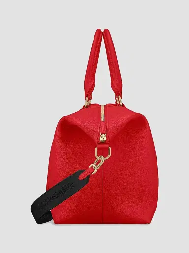 Maison de Sabre Men's Large Leather Weekender Bag - Pomegranate Red | Thumbnail 6 Maison de Sabre Men's Large Leather Weekender Bag - Pomegranate Red | Thumbnail 6