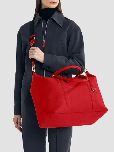Maison de Sabre Men's Large Leather Weekender Bag - Pomegranate Red | Thumbnail 7 Maison de Sabre Men's Large Leather Weekender Bag - Pomegranate Red | Thumbnail 7