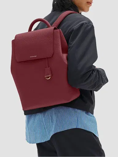 MAISON de SABRÉ Women's Medium Leather Soft Backpack - Plum Red | Thumbnail 2 MAISON de SABRÉ Women's Medium Leather Soft Backpack - Plum Red | Thumbnail 2