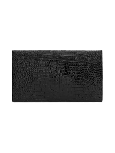 Saint Laurent Women's Uptown Pouch in Crocodile-Embossed Shiny Leather - Noir | Thumbnail 3 Saint Laurent Women's Uptown Pouch in Crocodile-Embossed Shiny Leather - Noir | Thumbnail 3