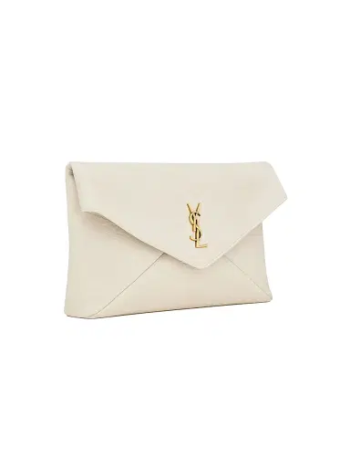 Saint Laurent Women's Cassandre Large Envelope Pouch In Lambskin - Blanc Vintage | Thumbnail 2 Saint Laurent Women's Cassandre Large Envelope Pouch In Lambskin - Blanc Vintage | Thumbnail 2