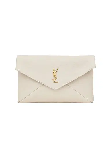 Saint Laurent Women's Cassandre Large Envelope Pouch In Lambskin - Blanc Vintage | Thumbnail 1 Saint Laurent Women's Cassandre Large Envelope Pouch In Lambskin - Blanc Vintage | Thumbnail 1