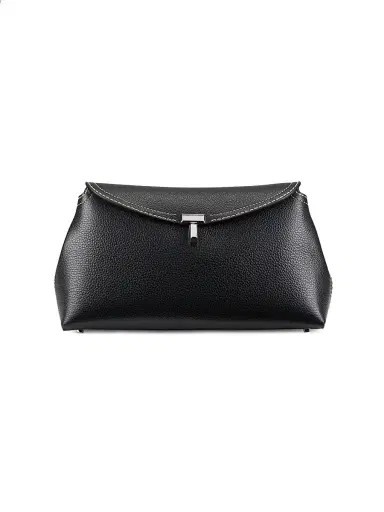 Toteme Women's T-Lock Leather Clutch - Black | Thumbnail 1 Toteme Women's T-Lock Leather Clutch - Black | Thumbnail 1
