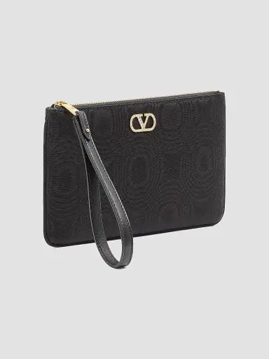 Valentino Garavani Women's VLogo Signature Clutch in Moiré Fabric with Jewel Logo - Black | Thumbnail 3 Valentino Garavani Women's VLogo Signature Clutch in Moiré Fabric with Jewel Logo - Black | Thumbnail 3