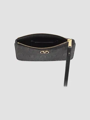 Valentino Garavani Women's VLogo Signature Clutch in Moiré Fabric with Jewel Logo - Black | Thumbnail 5 Valentino Garavani Women's VLogo Signature Clutch in Moiré Fabric with Jewel Logo - Black | Thumbnail 5