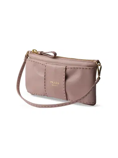 Prada Women's Nappa Leather Zipper Pouch - Pink | Thumbnail 2 Prada Women's Nappa Leather Zipper Pouch - Pink | Thumbnail 2