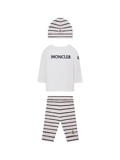 Moncler Baby's Set in Cotton - White Blue 12 Months | Thumbnail 1 Moncler Baby's Set in Cotton - White Blue 12 Months | Thumbnail 1