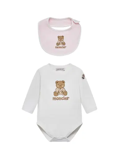 Moncler Baby's Set in Cotton - White Pink 9 Months | Thumbnail 1 Moncler Baby's Set in Cotton - White Pink 9 Months | Thumbnail 1