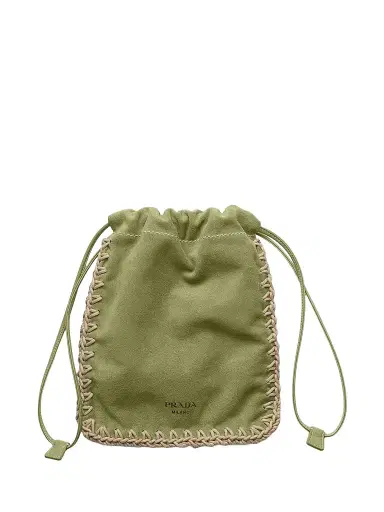 Prada Women's Suede Drawstring Case - Green | Thumbnail 1 Prada Women's Suede Drawstring Case - Green | Thumbnail 1