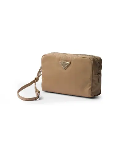 Prada Women's Re-Nylon Pouch - Light Brown | Thumbnail 2 Prada Women's Re-Nylon Pouch - Light Brown | Thumbnail 2