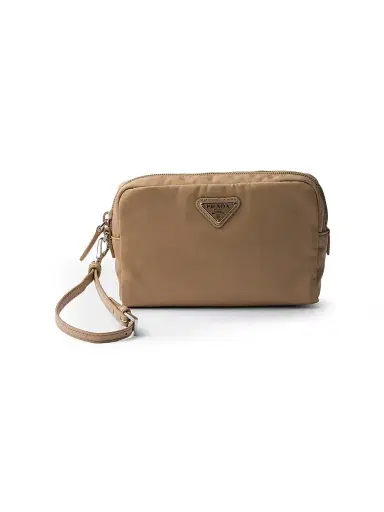 Prada Women's Re-Nylon Pouch - Light Brown | Thumbnail 1 Prada Women's Re-Nylon Pouch - Light Brown | Thumbnail 1