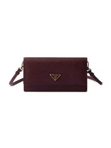 Prada Women's Saffiano Leather Mini Pouch - Dark Red | Thumbnail 1 Prada Women's Saffiano Leather Mini Pouch - Dark Red | Thumbnail 1