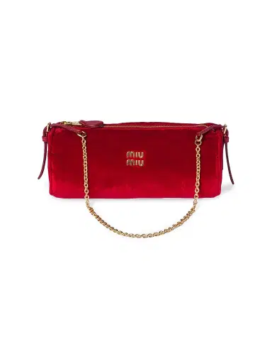Miu Miu Women's Velvet Pouch - Red | Thumbnail 1 Miu Miu Women's Velvet Pouch - Red | Thumbnail 1