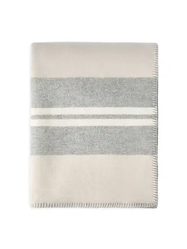 Brunello Cucinelli Cashmere Regimental Stripe Double Knit Throw - Grey | Thumbnail 1 Brunello Cucinelli Cashmere Regimental Stripe Double Knit Throw - Grey | Thumbnail 1