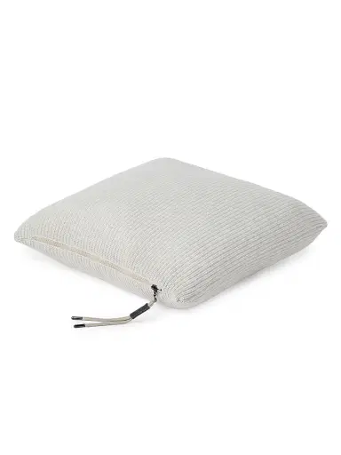 Brunello Cucinelli Cashmere English Rib Knit Cushion with Shiny Zipper Pull - Fog | Thumbnail 2 Brunello Cucinelli Cashmere English Rib Knit Cushion with Shiny Zipper Pull - Fog | Thumbnail 2